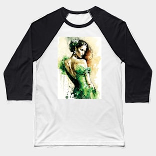 Flamenco Dancer - Watercolor Green Baseball T-Shirt